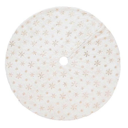 Vit julgransmatta Julgransmatta för julgran Hemdekorationer med paljett snöflingor