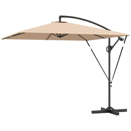 Rootz Khaki Offset Patio Parasol - Parveke -näyttö - Ulko sateenvarjo - UV -suoja 50+ - 295 cm x 250cm x 235 cm - tuulenkestävä