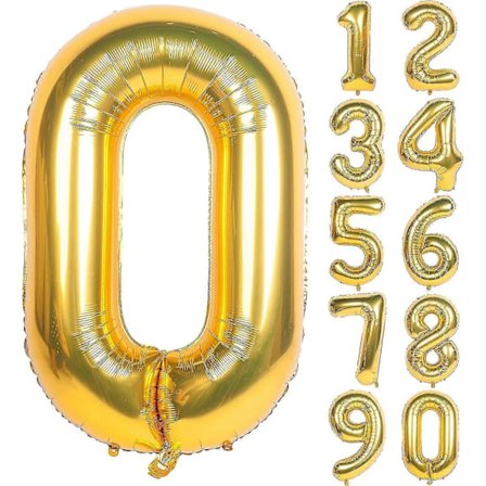 2 kpl 40 tuuman kultaisia numero heliumfolio syntymäpäiväjuhlapalloja (kulta 0)