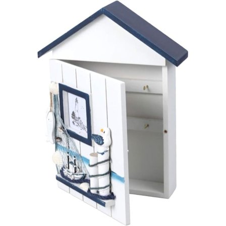 Nøgleskab i middelhavsstil i træ, nautisk stil, vægmonteret