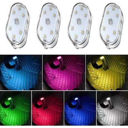 7 väriä magneettinen auton sisätilojen tunnelmavalosarja langaton, USB-ladattava led-tunnelmavalot sisätiloihin, miniauton tavaratilan valot