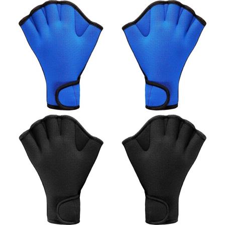 2 par svømmehandsker til vandtræning - neoprenhandsker med svømmehud - fitnesshandsker til vandmodstandstræning - M