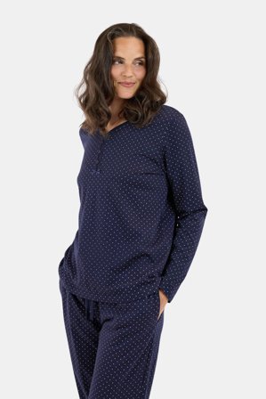 BRANDTEX - Pyjamas - Navy - Prikket