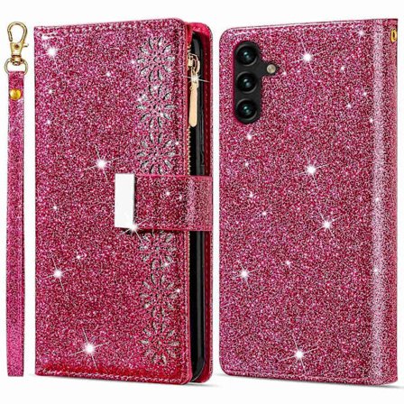 Læderetui med lynlåspung og foldbart stativ til Samsung Galaxy A35 5G