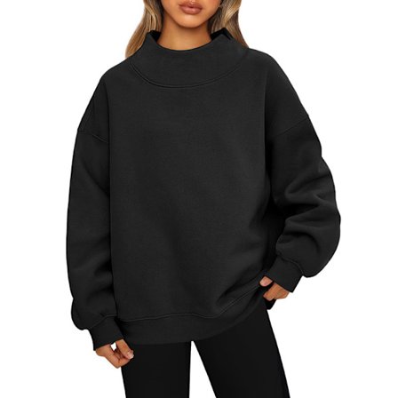 Oversized sweatshirts til damer, turtleneck pullover, langærmede hættetrøjer, efterårsmode outfits