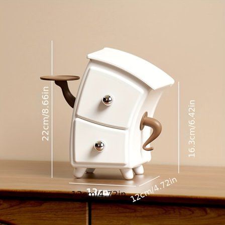 1 stk. DOCOXO Søt Hvit & Brun Oppbevaringsboks med Rund Dør & Hengslet Lokk - Kompakt Organizer med Gylden Knot, Slitesterk Plast 