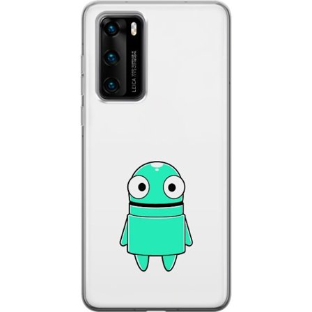 Kompatibel Mobilcover til Huawei Huawei P40 Turkis tegneseriefigur med store øjne og en glad personlighed i enkel illustration
