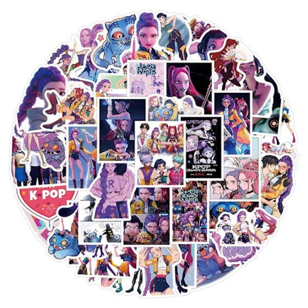 55 st KPop Demon Hunters-klistermärken, Sött Kawaii Girl Group Dekalpaket för Laptop, Telefon, Vattenflaska - Estetiska Klistermärken för Journal, 