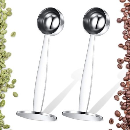 2-pack Kaffeskopa Rostfritt Stål Espresso Tamper 51mm 2-i-1 Mätning och Espresso Tamper för Kaffebönor Press Kaffemalningspress, 15ml