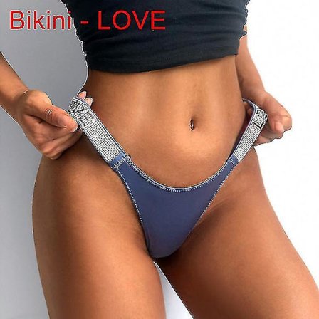 Sexy Kvinders Panty Rhinestone Love Thongs Tanga