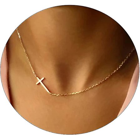 Delikat Kors Halskjede For Kvinner 18k Gullbelagt Søtt Kors Anheng Choker