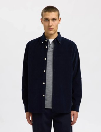 Selected Slmregcole Danni Cord Bd Ls Shirt Noos - Navy - S