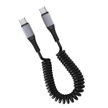 Oppgraderer spiralformet USB C-kabel med rask dataoverføring uttrekkbar kabel for telefoner