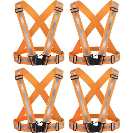 4 stk. Refleksvest, Refleksbælter, Justerbare, Lette, Elastiske, til Løb, Udendørs, Cykling, Gåture, Sikkerhed