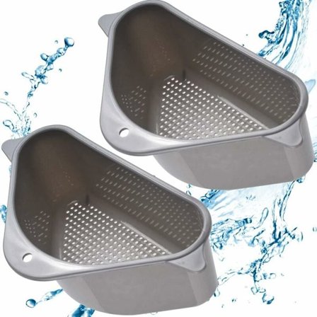 2-delt vask-si-kurve 10" x 15" trekant køkkenvask-si-kurv Hjørnevask-si-kurv til vask-si eller opbevaringsstativ