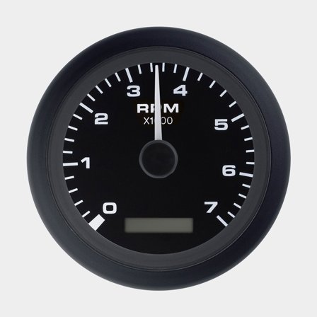Toerenteller & uurteller voor buitenboordmotor / benzinemotor Veethree Black Premier, condensvrij, Ø86 mm, 12 V, generator / bobine, zwart, 0 - 7000 