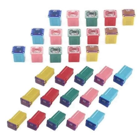 30 stk. Boks 20A-60A PAL Sikring Mini Kobber Lang Hunn Sikring Sett Mini Firkant Sikring, Bil Sikring Kombinasjon
