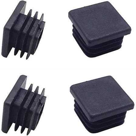 4 stk. 1 tommer firkantet plastprop rør endehætte egnet til firkantet rør (sort-4 stk.)