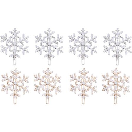 8 stk Julehårspenner Snøfnugg Hårnåler Julehårklemme Hårtilbehør Gave Hårdekorasjon Hodeplagg Stylingverktøy