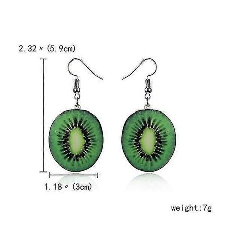 Kiwi Frukt Akryl Örhängen Överdimensionerade Gröna, Kreativa och Fräscha Fruktörhängen