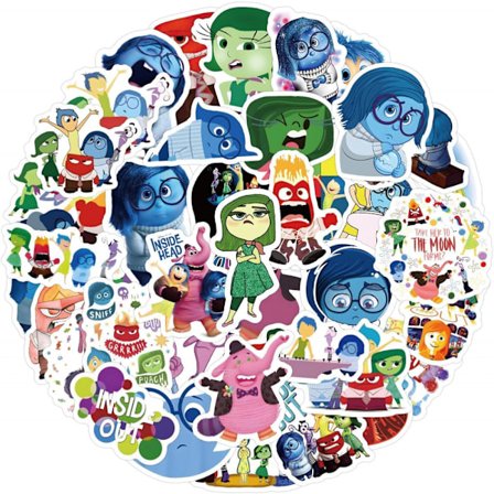 60 stk Inside Out-klistremerker for bærbare datamaskiner for barn, søte estetiske tegneserievinylklistremerker