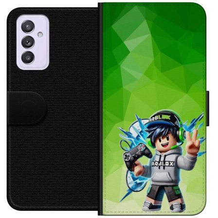 Kompatibelt Lommeboketui til Samsung Galaxy A82 5G Roblox-inspirert gamerfigur med headset, håndkontroll og energiske effekter mot grønn bakgrunn