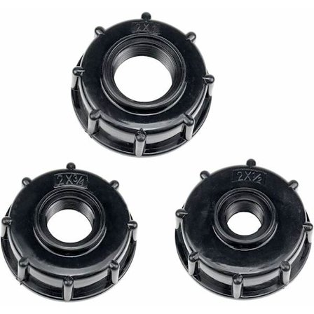 3-delt IBC-afløbstankadapter, plastvandtanklågadapter til S60x6 IBC-adapterbeslag, tykke gevindhaner 1/2 3/4 1 tomme sort
