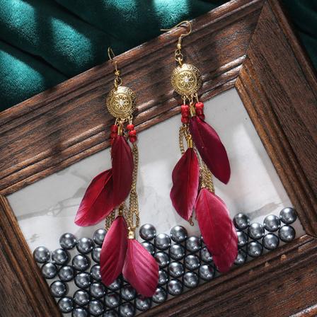 Bohemia-pisaramaiset tassel-höyhenkoristeelliset zirkonikorvakorut naisille ja tytöille, loma- ja syntymäpäivälahjat