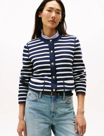 Tommy Hilfiger Co Jersey Reversible Ls Cardi - Navy - XS