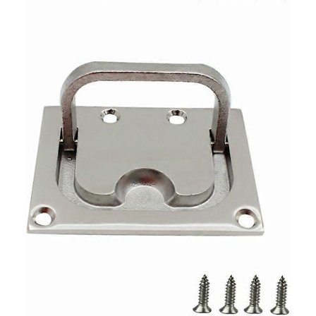 Forsænket skuffehåndtag rustfrit stål marinehåndtag forsænket luge bådhåndtag bådplanluge skab med 4 skruer til skydedør D WBN