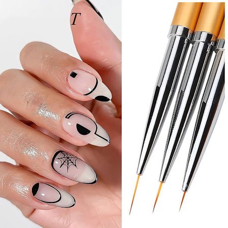 3 stk Nail Art-penn Stipping Maling Tegning Uv Gel Liner Brush D