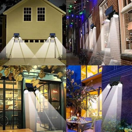 Udendørs solcellelamper, vandtætte solcellelamper med dobbelt spotlight 360 graders roterbare solcellelamper til udendørs brug