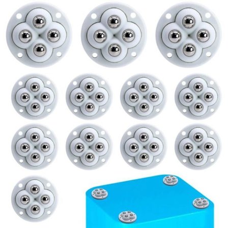 Parti med 12 små, hjul, selvklæbende, 360 graders rækkevidde og flere farver, LARGEIGHT