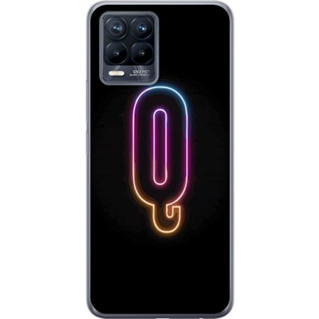 Kompatibel Mobilcover til Realme Realme 8 Minimalistisk neonbogstav Q i lyse farver mod mørk baggrund