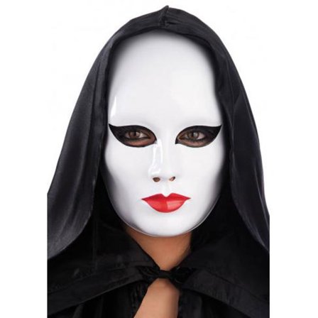 Ansiktsmask - Vit mask med makeup.