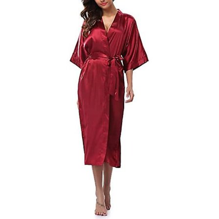 Plus Size S-XXXL Rayon Badrock Dam Kimono Satin Lång Morgonrock Sexiga Underkläder Klassisk Nattlinne Sovkläder med Bälte