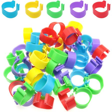 20mm Kylling ID-bånd 100PCS 20mm Tilfeldig farge Plast Fjærkre Kyllinger Ender Benringer Clip-On Runde merker Fjærkre ID-bånd