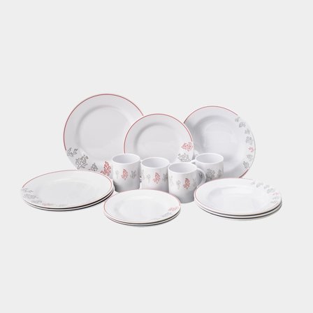 Melaminservice Couleur Mer Coral Reef, hvid/mønstret, 16 dele