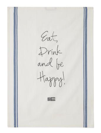 Eat & Drink Embroidered Org. Cotton Kitchen Towel Home Textiles Kitchen Textiles Kitchen Towels Hvit Lexington Home*Betinget Tilbud