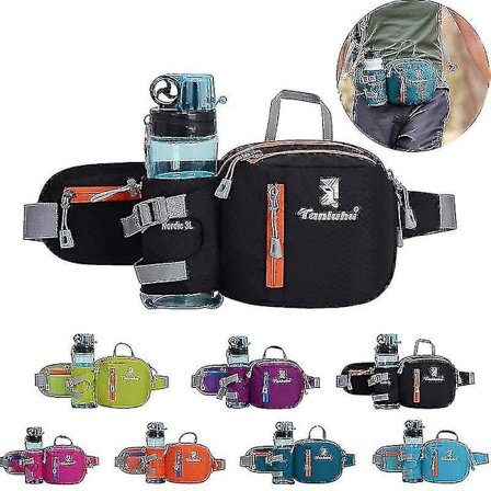 Løb taske mavetaske udendørs marathon fitness vandflaske taske mavetaske (farve: sort)