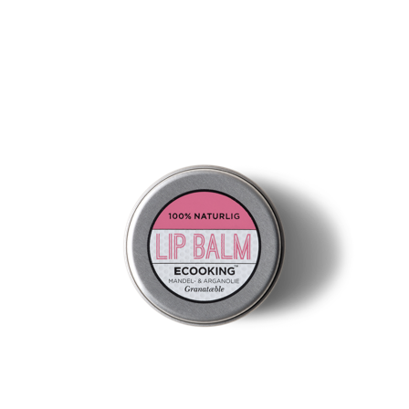 Ecooking Plejende Lip Balm med E-vitamin og Arganolie, Ideel til Tørre og Sprukne Læber - Granatæble Læbepomade