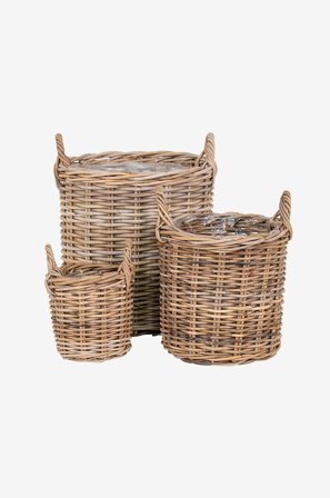 House Nordic - Pyöreät korit Sema, 3 kpl - Ruskea - Piensäilytys - - Homeroom