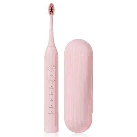 Elektrisk tannbørste Vanntett Oppladbar 8 børstehoder - Rosa