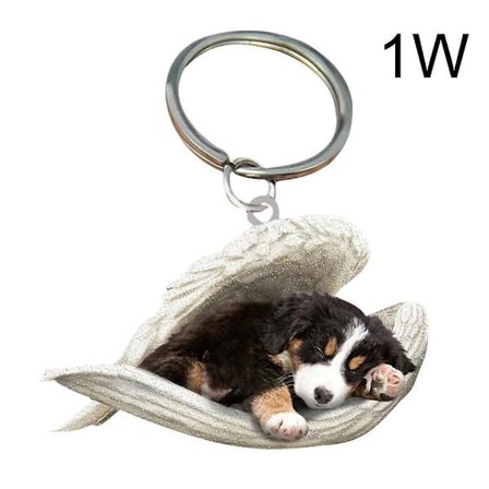 Hængende Ornament Nøglering Sød Sovende Engel Hundevinge Vedhæng Hundegaven Ca {db}