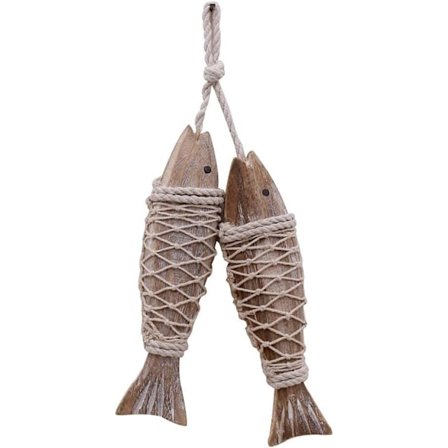 Puinen Kala-Koriste Riippuva Puinen Kalakoriste Seinälle Ruoste DXGHC