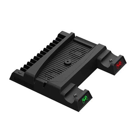 För stativ med kylfläkt och dubbelkontrollladdarstation för konsolladdningsdocka med 13 spellagring