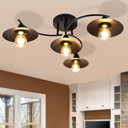 NETTLIFE Vintage Taklampa E27 Retro Svart Industriell Lampa Hall Inomhuslampa Sovrumslampa Matsalslampa Vardagsrumsbelysning