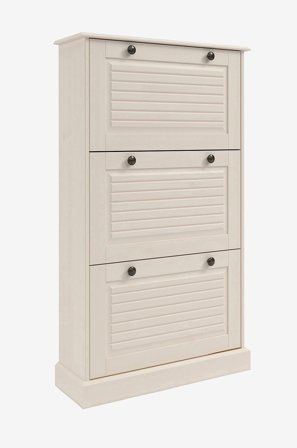 Loft24 - Mille Skoskåp med 3 luckor i furu - Vit - Skoskåp - Från Homeroom