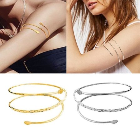Fashion Swirl Övre Arm Armband Armband Manschett Armband Wrap Armband Justerbar Guld