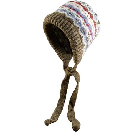 Vinter Peruvian Hue med Øreklapper til Kvinder, Vintage Slouchy Skihat, Snehat, Hæklet Hue til Jul